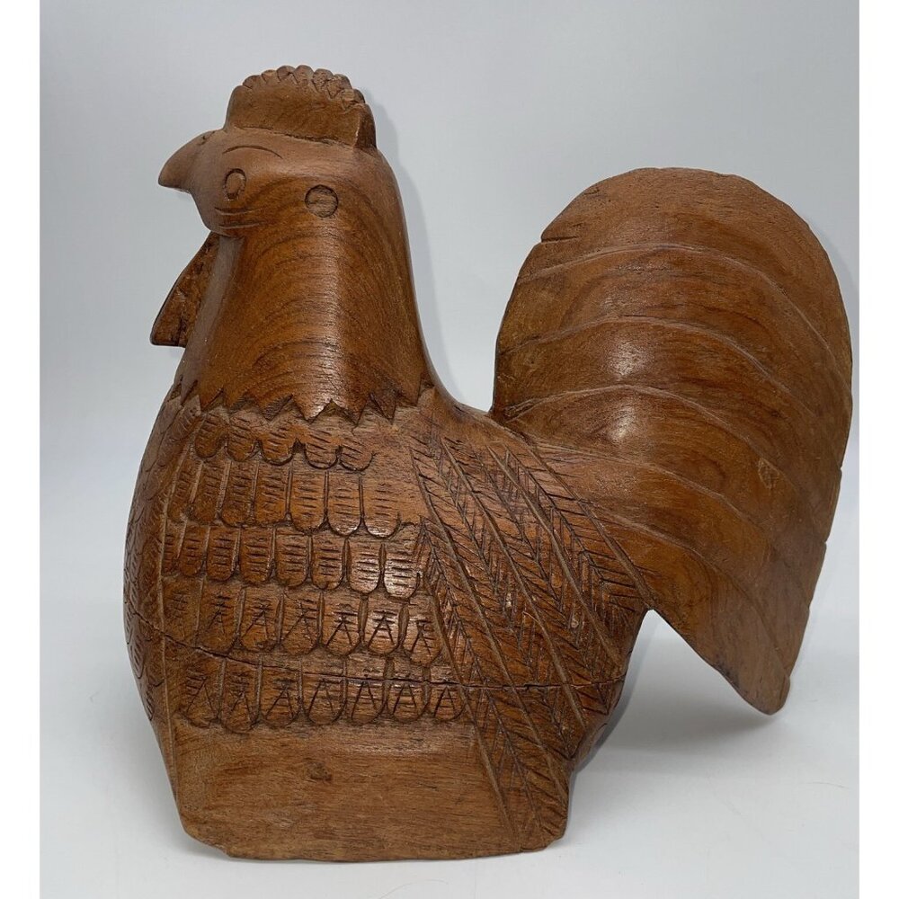 Pier 1 Imports Wooden Rooster Hand Carved Trinket  Hide Hole Box Thailand READ
